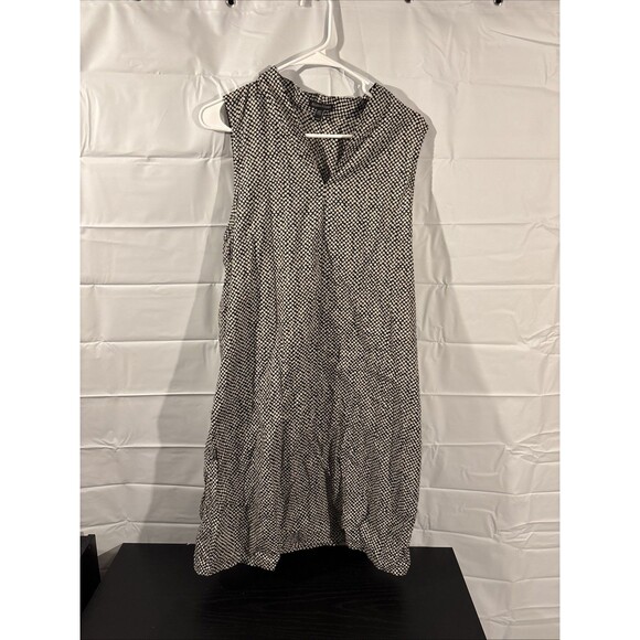 Eileen Fisher Organic Cotton Shift Dress Womens Medium Pebble Polka Dot Print - Picture 1 of 8